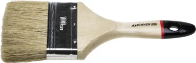 STAYER 100 мм, 4", щетина натуральная светлая, деревянная ручка, кисть плоская UNIVERSAL-EURO 0102-100