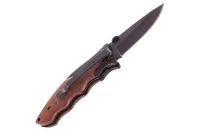 ЗУБР 185 мм/лезвие 80 мм, металлическая рукоятка с деревянными вставками, нож складной СТРЕЛЕЦ 47711